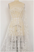Weicher Blüten Spitzenstoff Off-White Silber/ Braut Spitzenstoff/ Hochzeitskleid Spitzenstoff mit Pailletten/ florale Spitze// L17-101