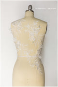 2Stk. 3D Gespiegelte Hochzeitskleid Applikation, Große Spitzen Applikation, Blumen Applikation, große Spitze Blume, Illusion Back Lace, Lace Patch// A17-129
