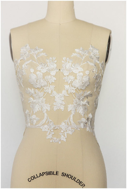 Sofort Braut Spitzen Applikation, romantische Spitzen Applikation, Spitzenblume, Blumen Applikation, Hochzeitskleid Spitzenapplikation, Brautspitze// A17-132