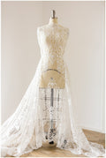 Braut Spitzenstoff Off-White/ verschnörkelte Brautspitze/ bestickte Spitze/ florale Brautspitze/ Boho Hochzeitskleid Spitze/ florale Spitze mit Pailletten// L17-135