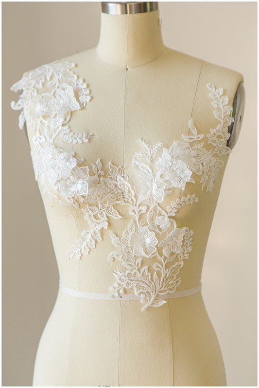 Romantische 3D Blüten Spitzen Applikation, Blumen Applikation, SpitzenBlume Patch, Hochzeitskleid Spitze, Hochzeitskleid Spitzenapplikation, Brautspitze// A17-122