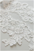 2yds milk silk embroidered lace trim/ elegant bridal lace off-white/ wedding dress lace trim// T17-058