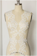 2yds milk silk embroidered lace trim/ elegant bridal lace off-white/ wedding dress lace trim// T17-058