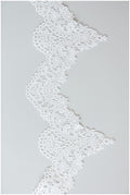 Milk silk embroidered lace trim/ elegant off-white bridal lace/ bridal lace trim/ guipure look lace/ wedding dress lace// T17-059