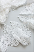 Milk silk embroidered lace trim/ elegant off-white bridal lace/ bridal lace trim/ guipure look lace/ wedding dress lace// T17-059