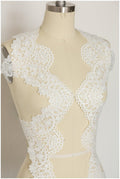 Milk silk embroidered lace trim/ elegant off-white bridal lace/ bridal lace trim/ guipure look lace/ wedding dress lace// T17-059
