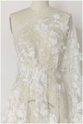 Weiche 3D-Blütenspitze/ 3D Perlenspitze/ Braut Spitzenstoff Off-White/ Brautkleid Spitze/ Couture Spitze/ Perlenspitze// L17-151