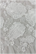 Bridal lace fabric off-white/ large flower lace/ rose petal lace fabric/ wedding dress lace/ bridal gown lace// L17-162