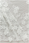 3D Blumen Spitzenstoff mit Perlen/ Hochzeitskleid Spitze Off-White/ weicher 3D Spitzenstoff/ Pailletten Spitzenstoff// L17-167