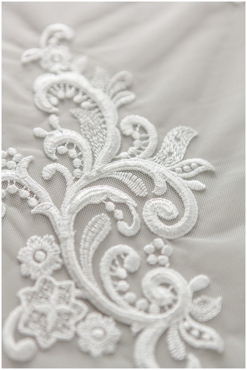 Heavy Embroidered Lace Fabric/ Bridal Lace Off-White/ Wedding Dress Lace/ Wedding Lace// L17-169