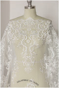 Heavy Embroidered Lace Fabric/ Bridal Lace Off-White/ Wedding Dress Lace/ Wedding Lace// L17-169