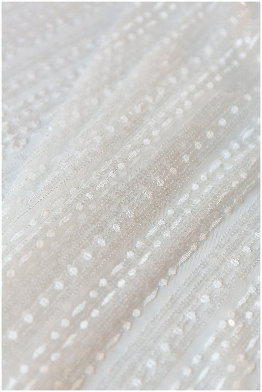 50% Sale - 2. Qualität - Moderner Spitzenstoff mit glänzenden Pailletten/ Braut Spitzenstoff Off-White/ moderner Spitzenstoff/ Streifenspitze// L17-174DEF