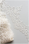 Crochet lace trim off-white/ veil lace trim/ bridal lace trim/ floral embroidered lace trim// T17-049