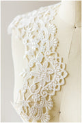 Crochet lace trim off-white/ veil lace trim/ bridal lace trim/ floral embroidered lace trim// T17-049