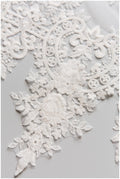 Bridal lace trim off-white/ wedding lace trim/ veil lace/ soft embroidered lace trim/ elegant bridal lace// T17-051