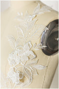 2Stk. 3D Gespiegelte Hochzeitskleid Applikation, Große Spitzen Applikation, Blumen Applikation, große Spitze Blume, Illusion Back Lace, Lace Patch// A17-129