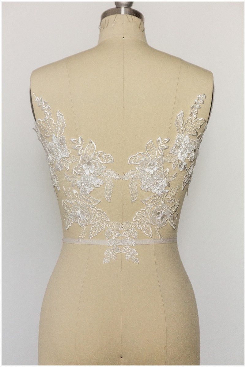 Romantische Blumen Spitzen Applikation, Braut Spitzen Applikation, Spitzenblume, Blumen Applikation, Hochzeitskleid Spitzenapplikation, Spitzenblumen Applikation// A17-135