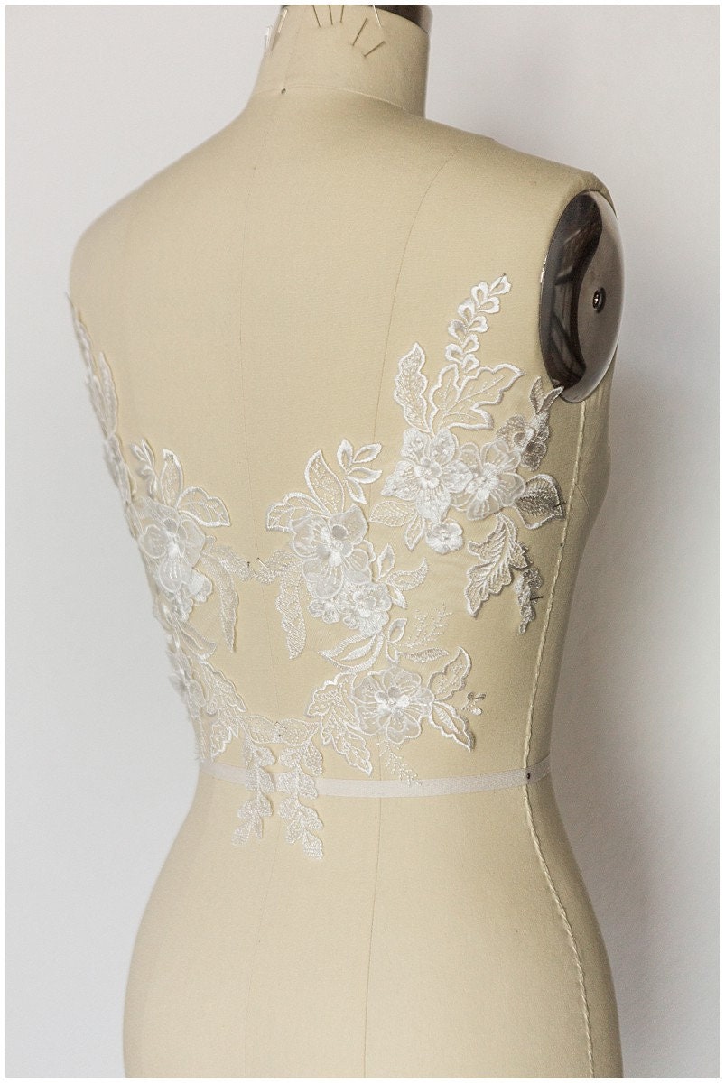 Romantische Blumen Spitzen Applikation, Braut Spitzen Applikation, Spitzenblume, Blumen Applikation, Hochzeitskleid Spitzenapplikation, Spitzenblumen Applikation// A17-135