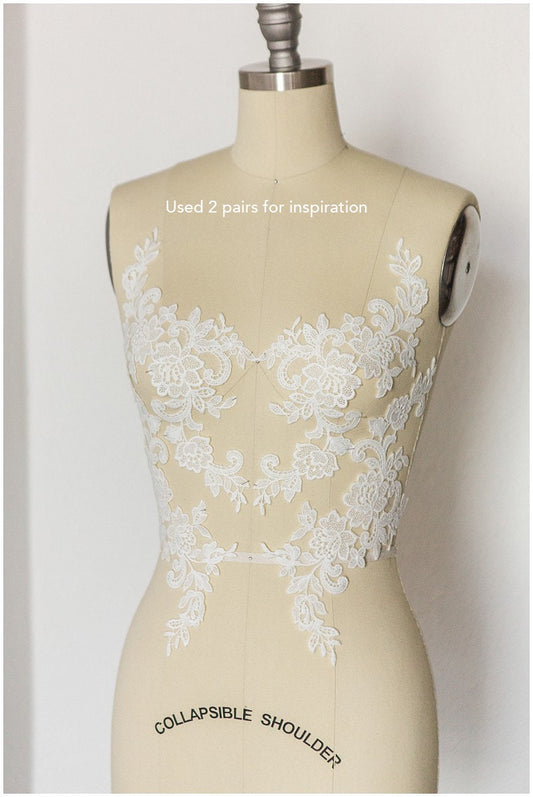 Romantische Blumen Spitzen Applikation, BrautBlüten Applikation, Spitzenblume, Blumen Applikation, Hochzeitskleid Spitzenapplikation, Spitzenblumen Applikation// A17-136