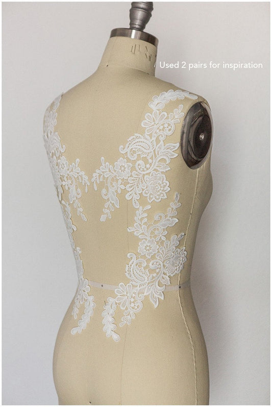 Milchseide Spitzen Applikation, BrautBlumen Applikation, Spitzenblume, Blumen Applikation, Hochzeitskleid Spitzenapplikation, Spitzenblumen Applikation// A17-139