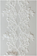 2yds milk silk embroidered lace trim/ elegant bridal lace off-white/ wedding dress lace trim// T17-058