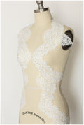 Milk silk embroidered lace trim/ elegant off-white bridal lace/ bridal lace trim/ guipure look lace/ wedding dress lace// T17-059