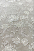 Floral Glitter Mesh Fabric/ Off-White Silver Glitter Tulle/ Wedding Dress Tulle Fabric/ Bridal Glitter Fabric// R-001