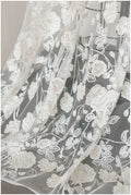 Floral Glitter Mesh Fabric/ Off-White Silver Glitter Tulle/ Wedding Dress Tulle Fabric/ Bridal Glitter Fabric// R-001