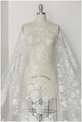 Bridal lace fabric off-white/ large flower lace/ rose petal lace fabric/ wedding dress lace/ bridal gown lace// L17-162