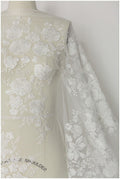 Bridal lace fabric off-white/ large flower lace/ rose petal lace fabric/ wedding dress lace/ bridal gown lace// L17-162