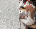 Braut Spitzenstoff Off-White/ Hochzeitskleid Spitze/ moderne geometrische Spitze/ Boho Hochzeitskleid/ Boho Spitze// L17-166
