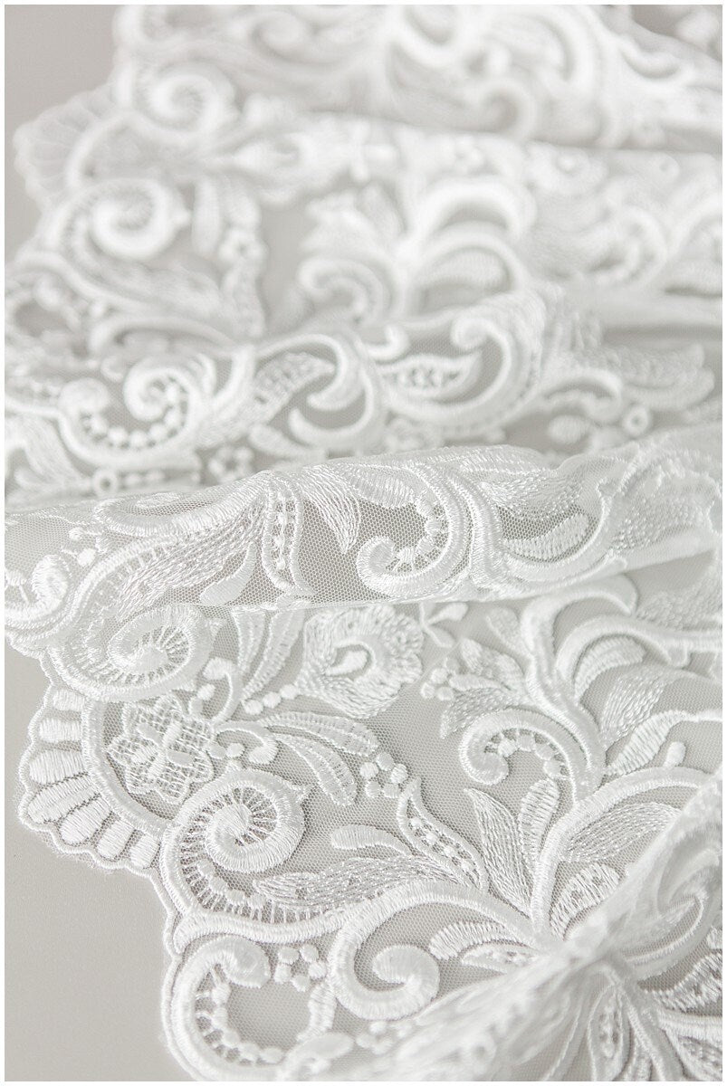 Heavy Embroidered Lace Fabric/ Bridal Lace Off-White/ Wedding Dress Lace/ Wedding Lace// L17-169
