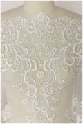 Heavy Embroidered Lace Fabric/ Bridal Lace Off-White/ Wedding Dress Lace/ Wedding Lace// L17-169