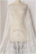 Wunderschöner Spitzenstoff Off-White/ Brautkleid Stoff/ Hochzeitskleid Tüll/ Couture/ Perlen Spitzenstoff/ Spitze Design// L17-182