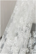 Romantischer handbeaded Spitzenstoff, Brautkleid Stoff, Hochzeitskleid Tüll, Brautspitze, Perlen Spitzenstoff, Blumen Spitze Design// L17-183