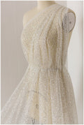 Bubble bubble pattern glitter fabric/ off-white silver glitter tulle/ wedding dress tulle/ bridal glitter fabric// R21-005