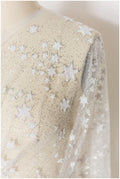 Stars glitter tulle/ off-white glitter tulle/ wedding dress tulle/ printed pearl tulle/ bridal glitter fabric// R-006