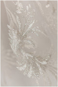Romantic off-white silver glitter fabric/ floral glitter tulle/ wedding dress tulle/ glitter lace fabric// R-007