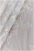 Romantic off-white silver glitter fabric/ floral glitter tulle/ wedding dress tulle/ glitter lace fabric// R-007