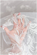 Romantic off-white silver glitter fabric/ floral glitter tulle/ wedding dress tulle/ glitter lace fabric// R-007