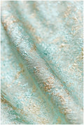 Turquoise old jacquard fabric/ evening dress mint green gold/ bridesmaids jacquard fabric// R-034GR 