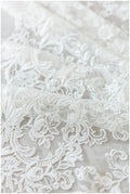 Bestickter weicher Braut Spitzenstoff/ Blumen Spitzenstoff Off-White/ Hochzeitskleid Spitze/ Spitze Schleierstoff// L17-172-RY