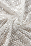 50% Sale - 2. Qualität - Moderner Spitzenstoff mit glänzenden Pailletten/ Braut Spitzenstoff Off-White/ moderner Spitzenstoff/ Streifenspitze// L17-174DEF