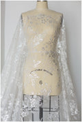 Shiny floral glitter fabric/ Off-White Diamond glitter tulle fabric/ shiny bridal tulle fabric// R-011