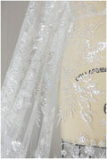 Shiny floral glitter fabric/ Off-White Diamond glitter tulle fabric/ shiny bridal tulle fabric// R-011