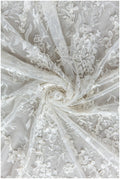 Wunderschöner 3D Spitzenstoff für Brautkleider/ Brautspitze Off-White/ Blumenspitze/ bestickte Spitze/ romantische Braut Spitze// L17-184