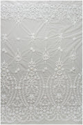 Handperlen Spitzenstoff, Brautkleid Stoff, Hochzeitskleid Tüll, Pallas Couture, Perlen Spitzenstoff, BlattSpitze Design// L17-181