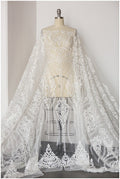 Wunderschöner Spitzenstoff Off-White/ Brautkleid Stoff/ Hochzeitskleid Tüll/ Couture/ Perlen Spitzenstoff/ Spitze Design// L17-182