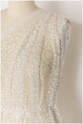 Bubble bubble pattern glitter fabric/ off-white silver glitter tulle/ wedding dress tulle/ bridal glitter fabric// R21-005