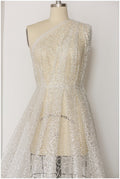 Bubble bubble pattern glitter fabric/ off-white silver glitter tulle/ wedding dress tulle/ bridal glitter fabric// R21-005